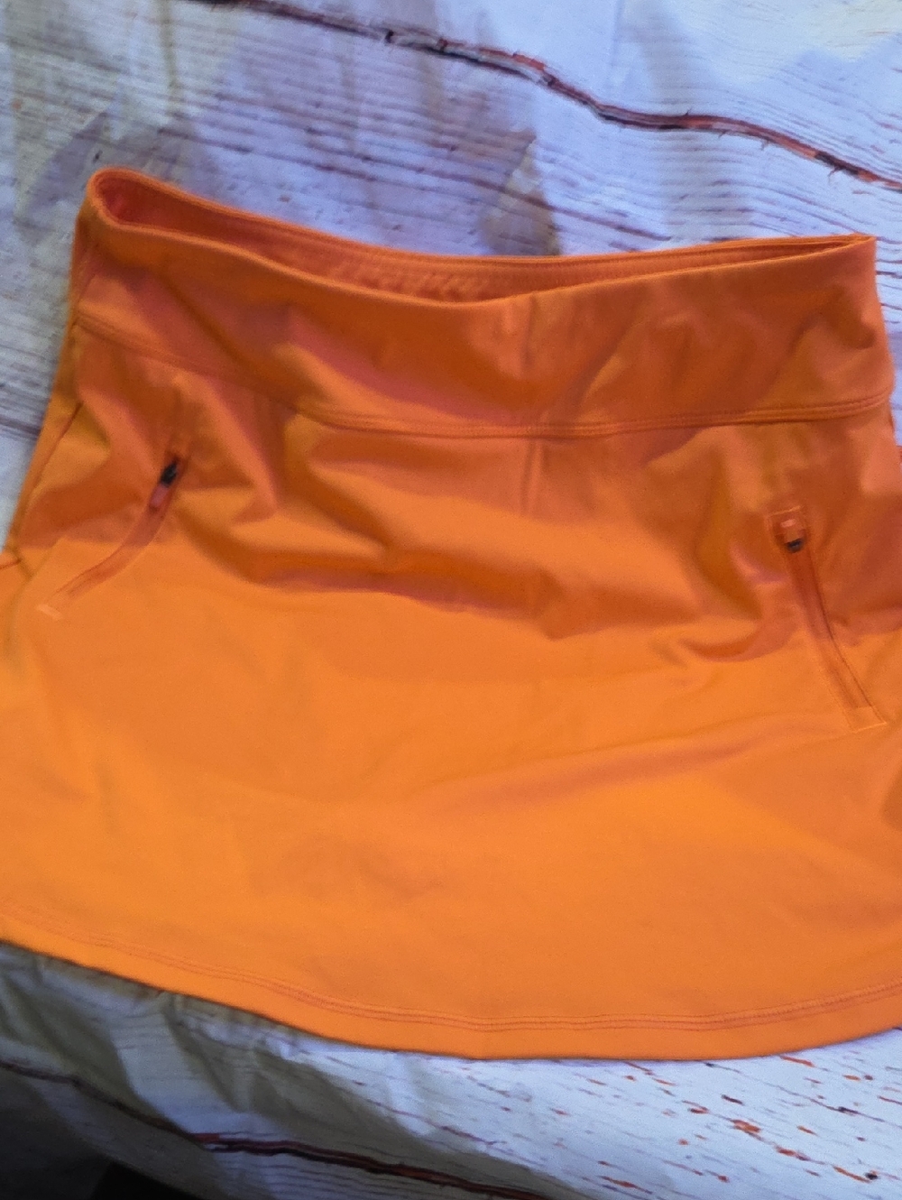 Lou Keith Tennis Bright Orange Active Skort with Zip Pockets